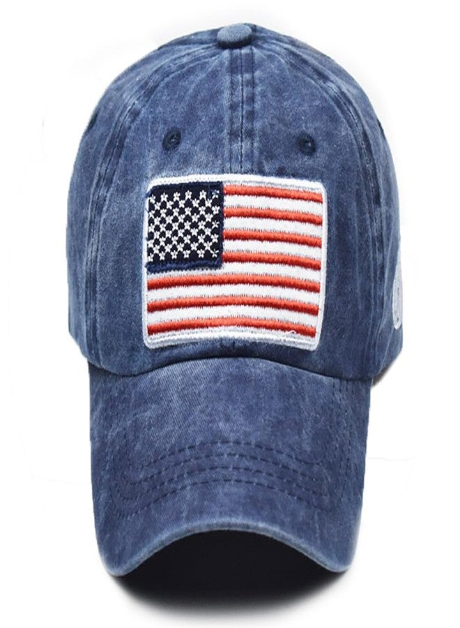 Ptduabenlu American Flag Baseball Cap for Men Women USA Embroidery Washed Adjustable Cotton Dad Hat - Image 4
